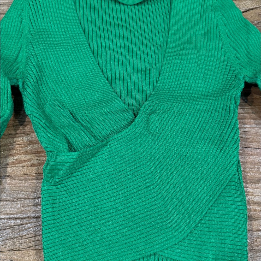 Zara Emerald Ribbed Knit Top